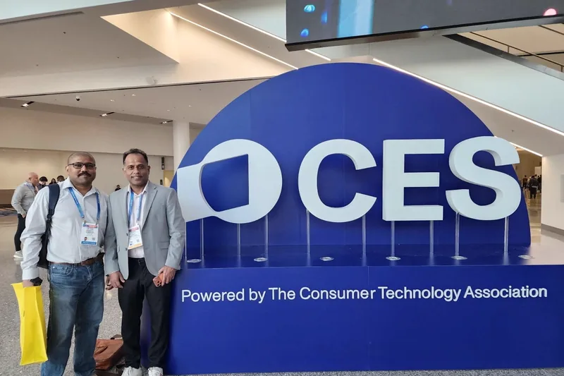 At the CES 2026 entrance in Las Vegas